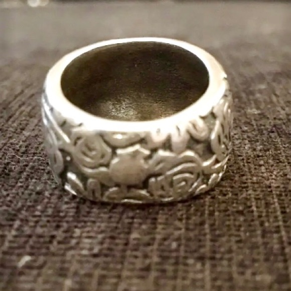 Silpada Vintage RARE Floral Garden Etched Oxidized Solid Sterling Silver Ring - Picture 8 of 10